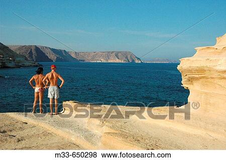 Stock Photo - View from El Playazo beach. Cabo de Gata Natural Park. Almeria province Andalusia Spain. Fotosearch