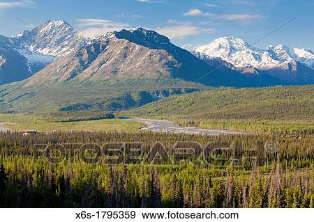 View from Glenn Highway near Matanuska glacier, Alaska, U S A View Large Photo Image Stock Photo - View from Glenn Highway near Matanuska glacier, Alaska, U S A. Fotosearch