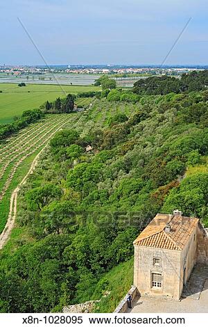 View from the Pons de l? Orme tower, Montmajour abbey, near Arles, Provence, France View Large Photo Image Stock Photography - View from the Pons de l? Orme tower, Montmajour abbey, near Arles, Provence, France. Fotosearch