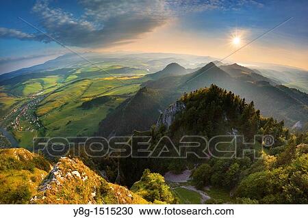 Stock Image - View from Trzy Korony Peak - Pieniny National Park, Poland, Europe. Fotosearch