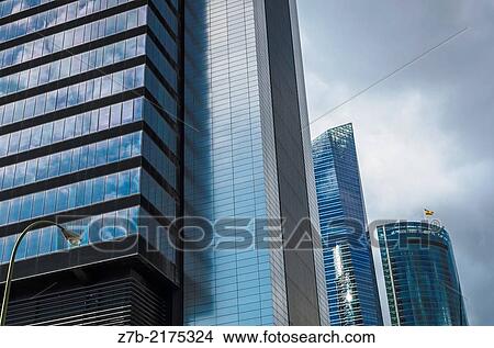 View of a buildings in Castellana street, Madrid city, Spain. View Large Photo Image Picture - View of a buildings in Castellana street, Madrid city, Spain.. Fotosearch