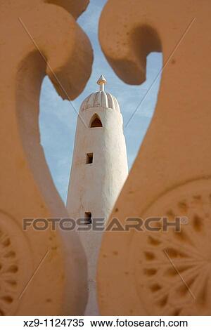 Stock Photography - View of an old minaret from Al Wakrah in Qatar. Fotosearch