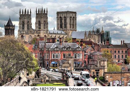 View of city from the Station Road walls, York, North Yorkshire, England, UK View Large Photo Image Stock Image - View of city from the Station Road walls, York, North Yorkshire, England, UK. Fotosearch