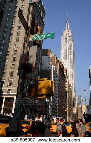 View of Empire State Building from Park Avenue, New York City. USA View Large Photo Image Stock Photo - View of Empire State Building from Park Avenue, New York City. USA. Fotosearch