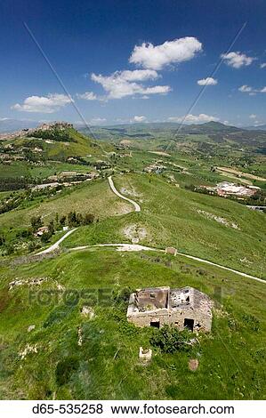 View of Hilltop Town from Enna with Old Farmhouse, Calascibetta. Sicily, Italy View Large Photo Image Stock Photo - View of Hilltop Town from Enna with Old Farmhouse, Calascibetta. Sicily, Italy. Fotosearch