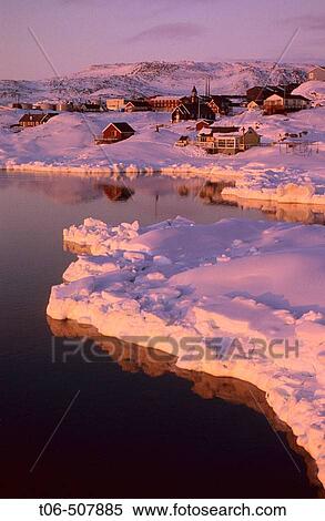 View of Ilulissat from the sea in spring at sunset, Disko bay, Greenland View Large Photo Image Stock Photography - View of Ilulissat from the sea in spring at sunset, Disko bay, Greenland. Fotosearch