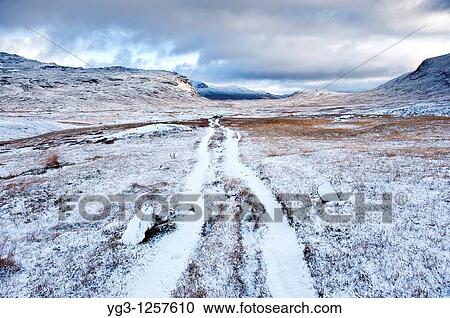 View of Kungsleden trail after autumn snow, near Tjaktja, Lapland, Sweden View Large Photo Image Stock Image - View of Kungsleden trail after autumn snow, near Tjaktja, Lapland, Sweden. Fotosearch