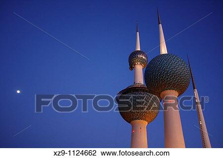 View of Kuwait Towers and the full moon View Large Photo Image Stock Image - View of Kuwait Towers and the full moon. Fotosearch