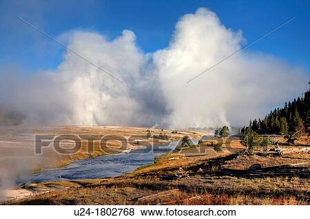 Stock Photo - View of Midway Geyser Basin, Yellowstone National Park, Wyoming, USA. Fotosearch