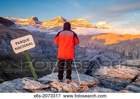 Stock Photo - View of Ordesa Valley from the Viewpoint area - Balcones de Ordesa-, National Park of Ordesa and Monte Perdido, Huesca, Spain.. Fotosearch