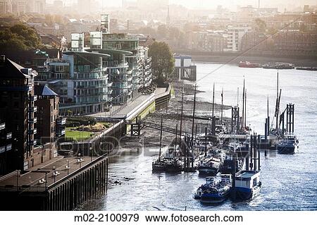 View of River Thames from Tower of London bridge, London, UK, Europe. View Large Photo Image Stock Photo - View of River Thames from Tower of London bridge, London, UK, Europe.. Fotosearch
