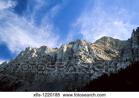 Stock Photography - View of Sierra of Cad? from Prats de Cad?, Natural Park of Cad? -Moixer?, Cerdanya, Girona, Catalonia, Spain. Fotosearch