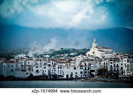 Picture - View of the Bay and the town of Cadaqu's in Cap de Creus, Girona, Spain. Fotosearch