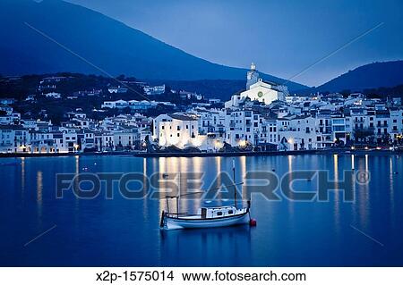 View of the Bay and the town of Cadaqu's in Cap de Creus, Girona, Spain View Large Photo Image Picture - View of the Bay and the town of Cadaqu's in Cap de Creus, Girona, Spain. Fotosearch