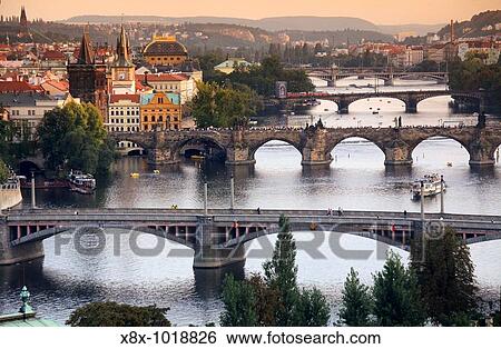 View of the bridges over the Vltava river, Prague, CZ View Large Photo Image Stock Photograph - View of the bridges over the Vltava river, Prague, CZ. Fotosearch