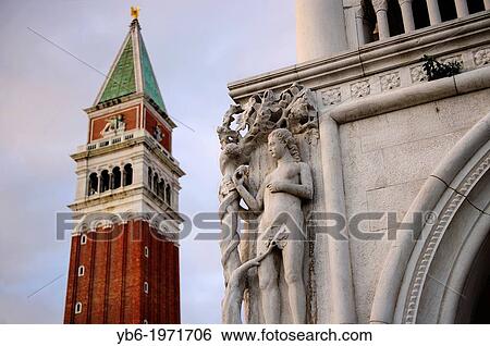 Stock Photograph - View of the Campanile bell tower in front of the doge's Palace, Venice, Italy.. Fotosearch
