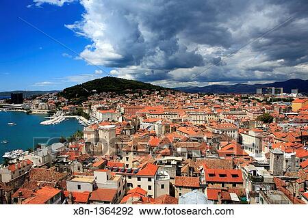 View of the city from the bell tower of the cathedral, Split, Split-Dalmatia county, Croatia View Large Photo Image Stock Image - View of the city from the bell tower of the cathedral, Split, Split-Dalmatia county, Croatia. Fotosearch