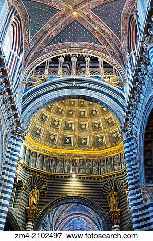 View of the dome in the interior of the Siena Cathedral di Santa Maria, better known as the Duomo, in Siena, Tuscany, Italy. View Large Photo Image Stock Photo - View of the dome in the interior of the Siena Cathedral di Santa Maria, better known as the Duomo, in Siena, Tuscany, Italy.. Fotosearch