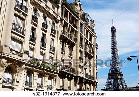 View of the Eiffel Tower with blue sky and white clouds, Paris, France View Large Photo Image Stock Photo - View of the Eiffel Tower with blue sky and white clouds, Paris, France. Fotosearch