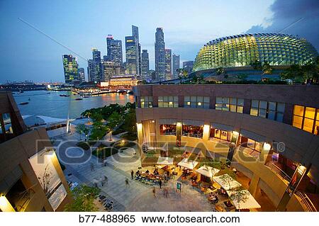 Stock Photography - View of the Esplanade Mall at the performing arts centre? Theatres on the bay?. Singapore.. Fotosearch