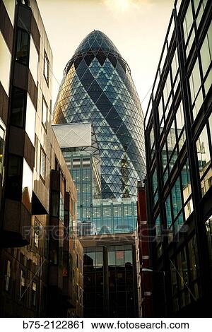 Stock Image - View of the Gherkin buildingin the city of London, England, UK, Europe. Fotosearch