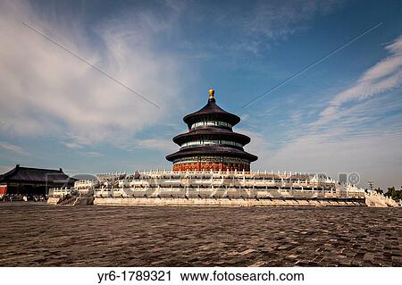 View of the Hall of Prayer for Good Harvests known as the Temple of Heaven during summer in Beijing, China View Large Photo Image Stock Image - View of the Hall of Prayer for Good Harvests known as the Temple of Heaven during summer in Beijing, China. Fotosearch