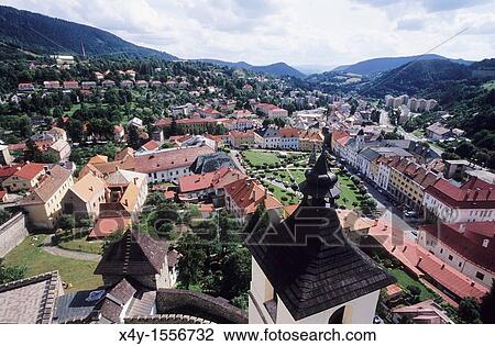 View of the medieval mining town Kremnica in Slovakia from the historic castle's tower View Large Photo Image Stock Image - View of the medieval mining town Kremnica in Slovakia from the historic castle's tower. Fotosearch