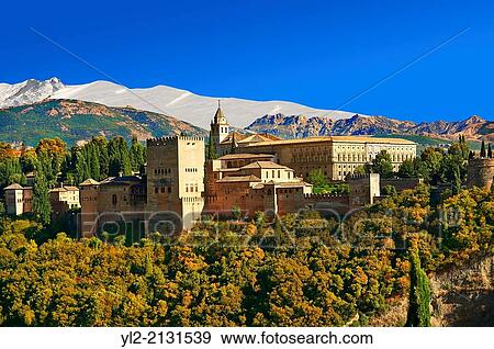 View of the Moorish Islmaic Alhambra Palace comples and fortifications. Granada, Andalusia, Spain. View Large Photo Image Stock Photo - View of the Moorish Islmaic Alhambra Palace comples and fortifications. Granada, Andalusia, Spain.. Fotosearch