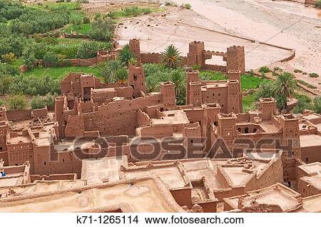 View of the Ounila River and the fortified city of Ait Benhaddou Casbah near Ourzazate, Morocco View Large Photo Image Picture - View of the Ounila River and the fortified city of Ait Benhaddou Casbah near Ourzazate, Morocco. Fotosearch