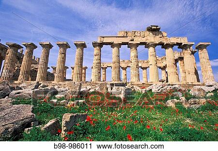 View of the reconstructed Temple E or Temple of Hera at Selinunte View Large Photo Image Stock Image - View of the reconstructed Temple E or Temple of Hera at Selinunte. Fotosearch