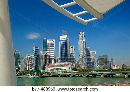 View of the Singapore skyline and Esplanade Bridge. Singapore. View Large Photo Image Stock Photo - View of the Singapore skyline and Esplanade Bridge. Singapore.. Fotosearch