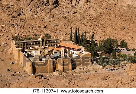 view of the St Katherine's monastery under Mount Sinai Moses in the Sinai mountains of Egypt View Large Photo Image Stock Image - view of the St Katherine's monastery under Mount Sinai Moses in the Sinai mountains of Egypt. Fotosearch