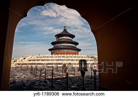 Stock Photograph - View of the Temple of Heaven from the east gate during summer in Beijing, China. Fotosearch