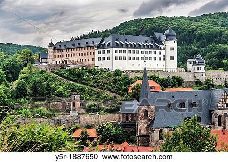 View of the town and castle Stolberg/Harz from the 13th Century Below the castle is the late Gothic church of St Martini, Stolberg/Harz, municipality Suedharz, Mansfeld-Suedharz, Saxony-Anhalt, Germany, Europe View Large Photo Image Stock Image - View of the town and castle Stolberg/Harz from the 13th Century Below the castle is the late Gothic church of St Martini, Stolberg/Harz, municipality Suedharz, Mansfeld-Suedharz, Saxony-Anhalt, Germany, Europe. Fotosearch