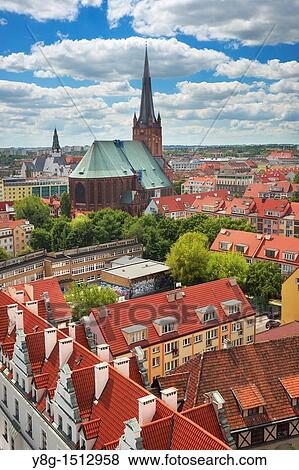 View of the town with its Jacob Cathedral from the tower of the castle, Szczecin, West Pomerania, Poland, Europe View Large Photo Image Stock Photo - View of the town with its Jacob Cathedral from the tower of the castle, Szczecin, West Pomerania, Poland, Europe. Fotosearch