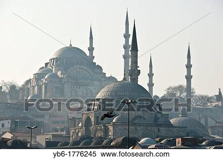 View of the Yeni and Suleymaniye Mosques from the Galata bridge, Istanbul, Turkey View Large Photo Image Stock Photography - View of the Yeni and Suleymaniye Mosques from the Galata bridge, Istanbul, Turkey. Fotosearch