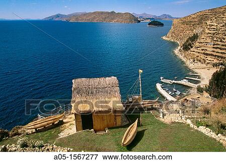 Stock Photo - View of Titicaca lake from Isla del Sol, La Paz Department, Bolivia. Fotosearch