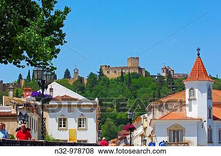 View of Tomar with Castle and Convent of the Order of Christ in background, Tomar, Santarem District, Ribatejo, Portugal View Large Photo Image Stock Photo - View of Tomar with Castle and Convent of the Order of Christ in background, Tomar, Santarem District, Ribatejo, Portugal. Fotosearch