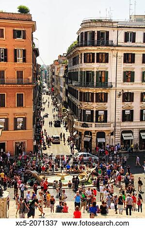 View of Via Condotti from Stairs of Piazza di Spagna, Rome, Italy View Large Photo Image Stock Photo - View of Via Condotti from Stairs of Piazza di Spagna, Rome, Italy. Fotosearch