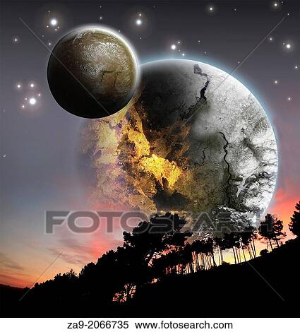 Stock Photography - View on a Alien Planet from a strange, distant world.. Fotosearch