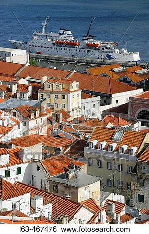 View on Alfama district and Doca do Jardim do Tabaco from Miradouro Santa Luzia, Lisbon. Portugal View Large Photo Image Stock Photograph - View on Alfama district and Doca do Jardim do Tabaco from Miradouro Santa Luzia, Lisbon. Portugal. Fotosearch