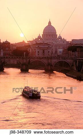 View on St. Angelo bridge over Tiber river and St. Peter's basilica in background. Vatican City, Rome. Italy View Large Photo Image Stock Photo - View on St. Angelo bridge over Tiber river and St. Peter's basilica in background. Vatican City, Rome. Italy. Fotosearch