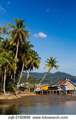 Stock Photo - View over a Canal in the Fishing Village Bang Bao on Ko Chang, Thailand.. Fotosearch