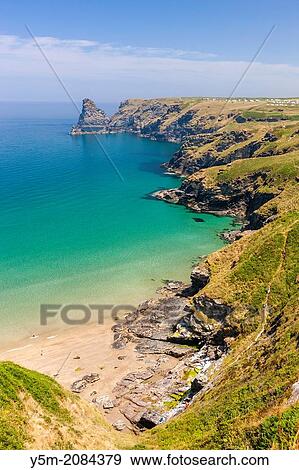 View over Bossiney Haven on the north coast of Cornwall, England, UK, Europe. View Large Photo Image Stock Photo - View over Bossiney Haven on the north coast of Cornwall, England, UK, Europe.. Fotosearch