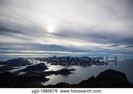 View over Flakstadoy from summit of Himmeltind, Vestv? goya, Lofoten Islands, Norway View Large Photo Image Stock Photo - View over Flakstadoy from summit of Himmeltind, Vestv? goya, Lofoten Islands, Norway. Fotosearch