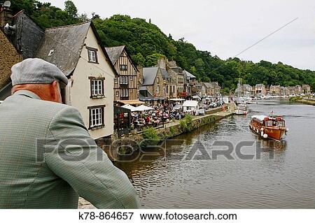 View over La Rance river and the port of Dinan, Brittany, France View Large Photo Image Stock Photo - View over La Rance river and the port of Dinan, Brittany, France. Fotosearch