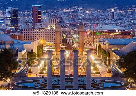 View over Pla? a Espanya Plaza Espaa in Barcelona, Spain View Large Photo Image Stock Photograph - View over Pla? a Espanya Plaza Espaa in Barcelona, Spain. Fotosearch