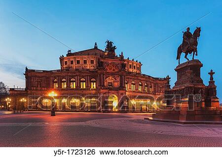 View over the Theater square to Semper Opera House and the equestrian statue of King Johann of Saxony, Dresden, Saxony, Germany, Europe View Large Photo Image Stock Photograph - View over the Theater square to Semper Opera House and the equestrian statue of King Johann of Saxony, Dresden, Saxony, Germany, Europe. Fotosearch