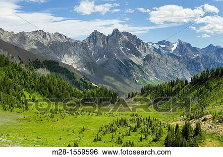 View south from Sylvan Pass, Height-of-the-Rockies Provincial Park British Columbia Canada View Large Photo Image Stock Photograph - View south from Sylvan Pass, Height-of-the-Rockies Provincial Park British Columbia Canada. Fotosearch