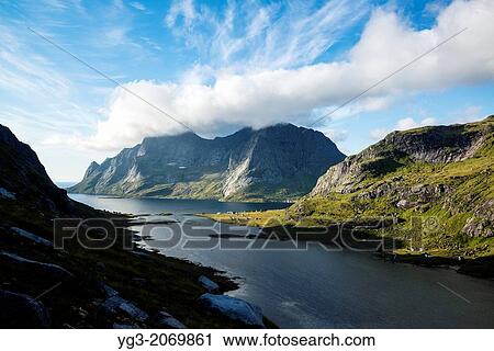 View towards Vindstad and Bunesfjord, Moskenesoy, Lofoten Islands, Norway. View Large Photo Image Stock Image - View towards Vindstad and Bunesfjord, Moskenesoy, Lofoten Islands, Norway.. Fotosearch